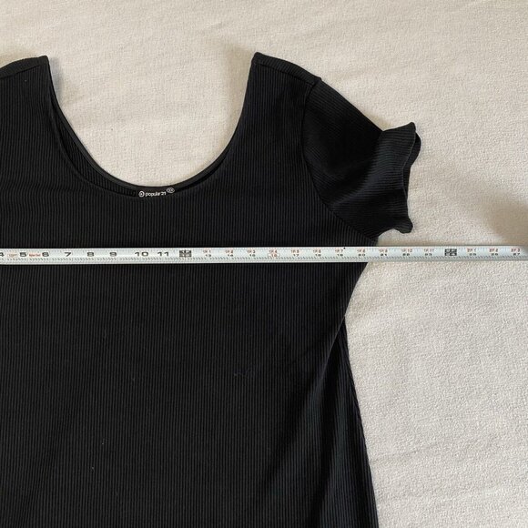 Popular 21 Ribbed Black Dress Short Sleeve Stretch Dress Plus Size 3X Sheath - Picture 4 of 8